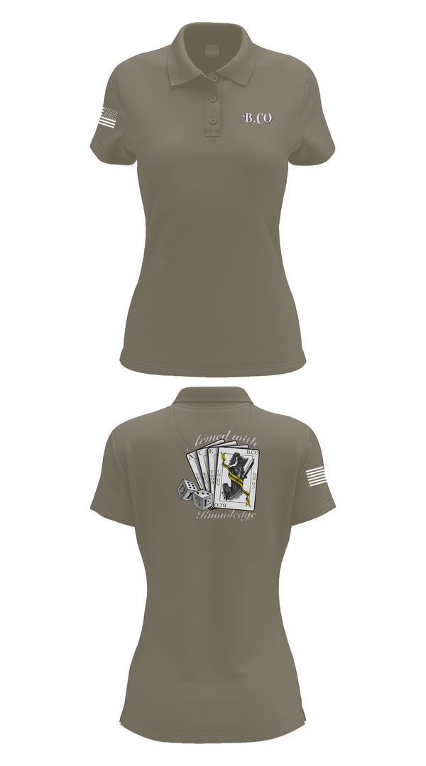 Womens Short Sleeve Performance Polo, Bravo Company 532ND Military Battalion, , Teamtime, Team time, sublimation, custom sports apparel, team uniforms, spirit wear, spiritwear, sports uniforms, custom shirts, team store, custom team store, fundraiser sports, apparel fundraiser
