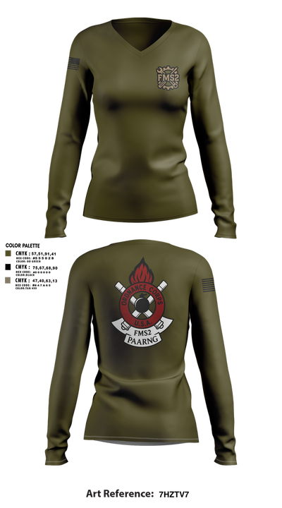 FMS #2 PAARNG 55837415 Women's Long Sleeve V-neck Shirt - 1