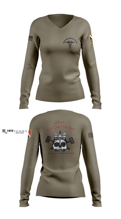 205th HHC MEDICAL SECTION 83176220 Women's Long Sleeve V-neck Shirt - 2