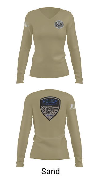 Womens Long Sleeve Vneck Shirt, Dewey Police Department, , Teamtime, Team time, sublimation, custom sports apparel, team uniforms, spirit wear, spiritwear, sports uniforms, custom shirts, team store, custom team store, fundraiser sports, apparel fundraiser