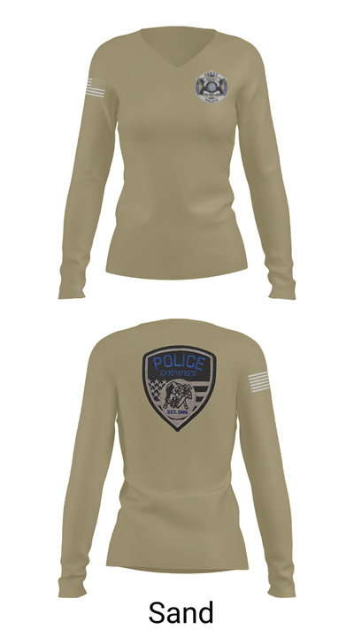 Dewey Police Department 16354640 Women's Long Sleeve V-neck Shirt - 92