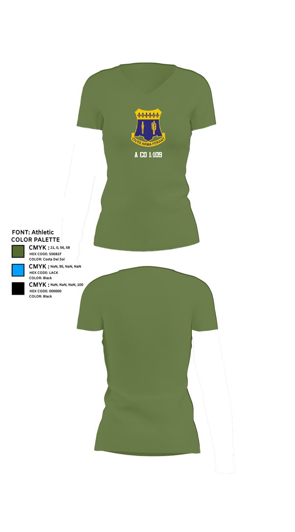 Womens Short Sleeve Vneck Shirt, A co 1/109, National Guard, Teamtime, Team time, sublimation, custom sports apparel, team uniforms, spirit wear, spiritwear, sports uniforms, custom shirts, team store, custom team store, fundraiser sports, apparel fundraiser
