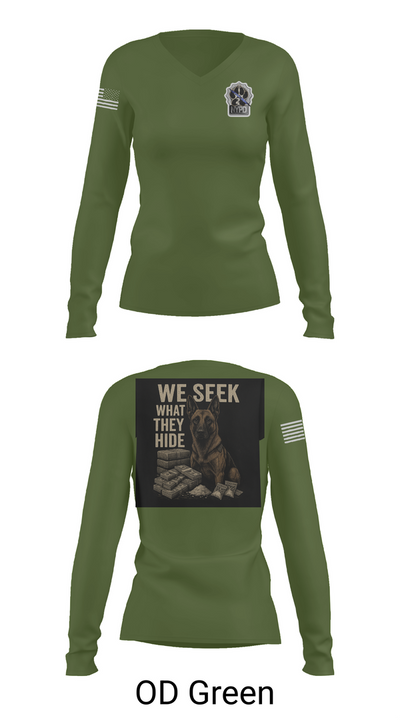 Narcotics K9 63808896 Women's Long Sleeve V-neck Shirt - 54
