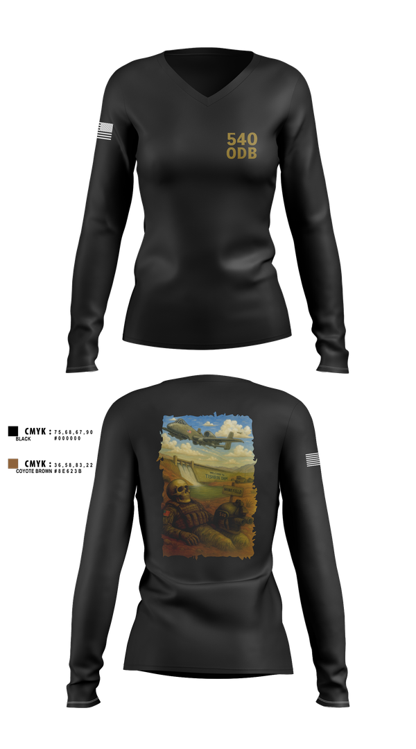 Womens Long Sleeve Vneck Shirt, ODB SYRIA, , Teamtime, Team time, sublimation, custom sports apparel, team uniforms, spirit wear, spiritwear, sports uniforms, custom shirts, team store, custom team store, fundraiser sports, apparel fundraiser