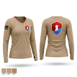 Womens Long Sleeve Vneck Shirt, Elite Tactical Security, Police, Teamtime, Team time, sublimation, custom sports apparel, team uniforms, spirit wear, spiritwear, sports uniforms, custom shirts, team store, custom team store, fundraiser sports, apparel fundraiser