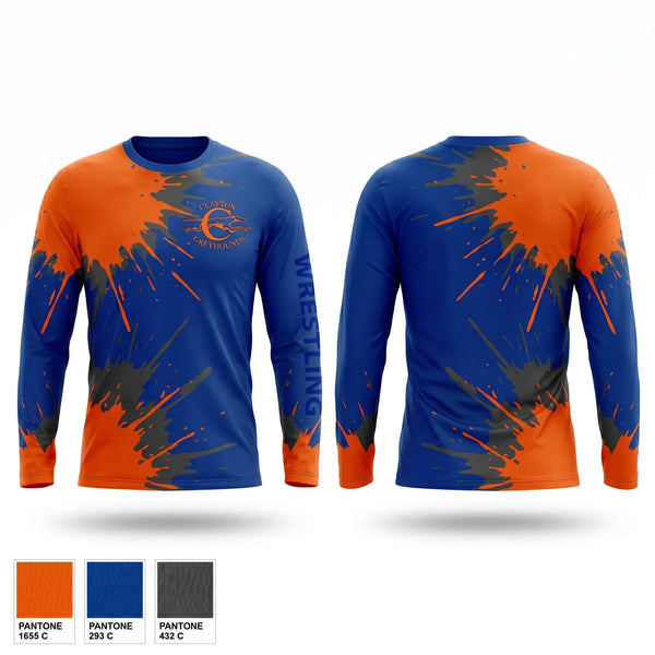 Long Sleeve Performance Shirt, Clayton High School Wrestling, Wrestling, Teamtime, Team time, sublimation, custom sports apparel, team uniforms, spirit wear, spiritwear, sports uniforms, custom shirts, team store, custom team store, fundraiser sports, apparel fundraiser