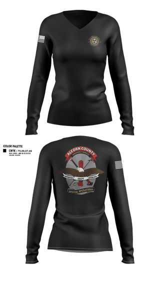 Womens Long Sleeve Vneck Shirt, Alcorn County Special Operations, Fire Department, Teamtime, Team time, sublimation, custom sports apparel, team uniforms, spirit wear, spiritwear, sports uniforms, custom shirts, team store, custom team store, fundraiser sports, apparel fundraiser