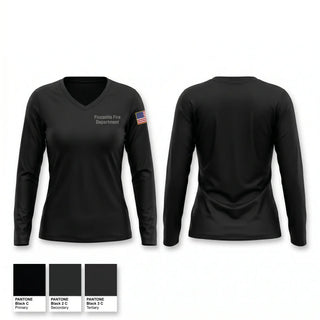 Womens Long Sleeve Vneck Shirt, Fincastle Fire Department, Fire Department, Teamtime, Team time, sublimation, custom sports apparel, team uniforms, spirit wear, spiritwear, sports uniforms, custom shirts, team store, custom team store, fundraiser sports, apparel fundraiser