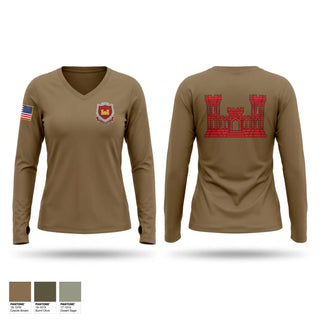 Womens Long Sleeve Vneck Shirt, 212th Engineer Company, National Guard, Teamtime, Team time, sublimation, custom sports apparel, team uniforms, spirit wear, spiritwear, sports uniforms, custom shirts, team store, custom team store, fundraiser sports, apparel fundraiser