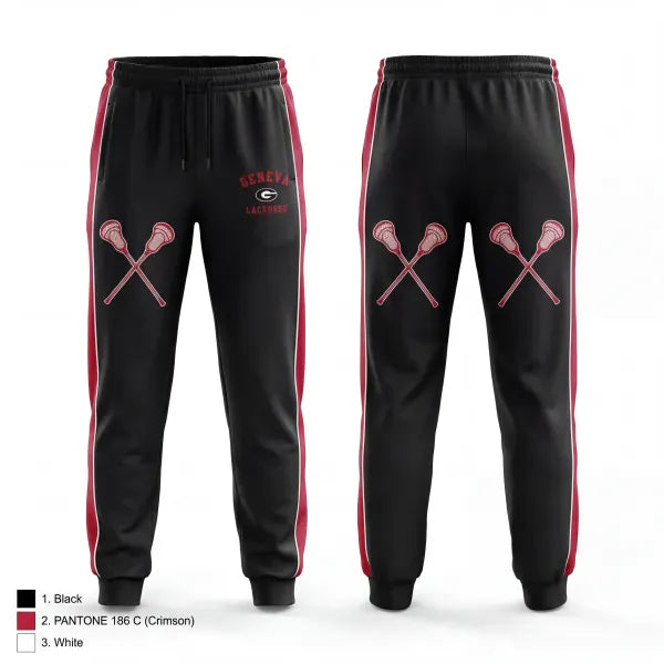 Sweatpants, Geneva, Men's Lacrosse, Teamtime, Team time, sublimation, custom sports apparel, team uniforms, spirit wear, spiritwear, sports uniforms, custom shirts, team store, custom team store, fundraiser sports, apparel fundraiser