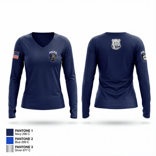 Womens Long Sleeve Vneck Shirt, NYHP - NYCs Courageous, Police, Teamtime, Team time, sublimation, custom sports apparel, team uniforms, spirit wear, spiritwear, sports uniforms, custom shirts, team store, custom team store, fundraiser sports, apparel fundraiser