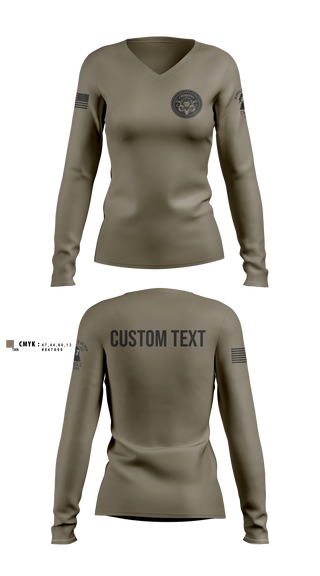 Womens Long Sleeve Vneck Shirt, Bravo Company, 401st Cyber Battalion, Army, Teamtime, Team time, sublimation, custom sports apparel, team uniforms, spirit wear, spiritwear, sports uniforms, custom shirts, team store, custom team store, fundraiser sports, apparel fundraiser