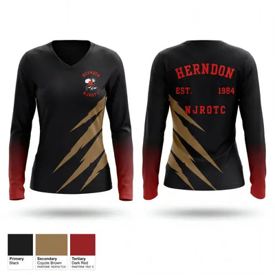 Herndon High School NJROTC 90971829 Women's Long Sleeve V-neck Shirt - 1