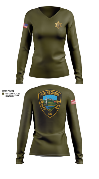Womens Long Sleeve Vneck Shirt, Pickens County Sheriff’s Office, Police, Teamtime, Team time, sublimation, custom sports apparel, team uniforms, spirit wear, spiritwear, sports uniforms, custom shirts, team store, custom team store, fundraiser sports, apparel fundraiser