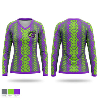 Womens Long Sleeve Vneck Shirt, KC Cobras, Baseball, Teamtime, Team time, sublimation, custom sports apparel, team uniforms, spirit wear, spiritwear, sports uniforms, custom shirts, team store, custom team store, fundraiser sports, apparel fundraiser