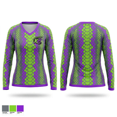 KC Cobras Women's Long Sleeve V-neck Shirt - 1