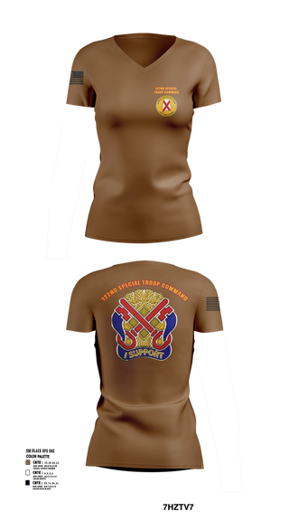 Womens Short Sleeve Vneck Shirt, 122nd Special Troop Command, , Teamtime, Team time, sublimation, custom sports apparel, team uniforms, spirit wear, spiritwear, sports uniforms, custom shirts, team store, custom team store, fundraiser sports, apparel fundraiser