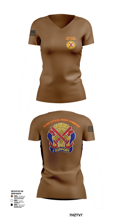 122nd Special Troop Command 82504927 Women's Short Sleeve V-neck Shirt - 24