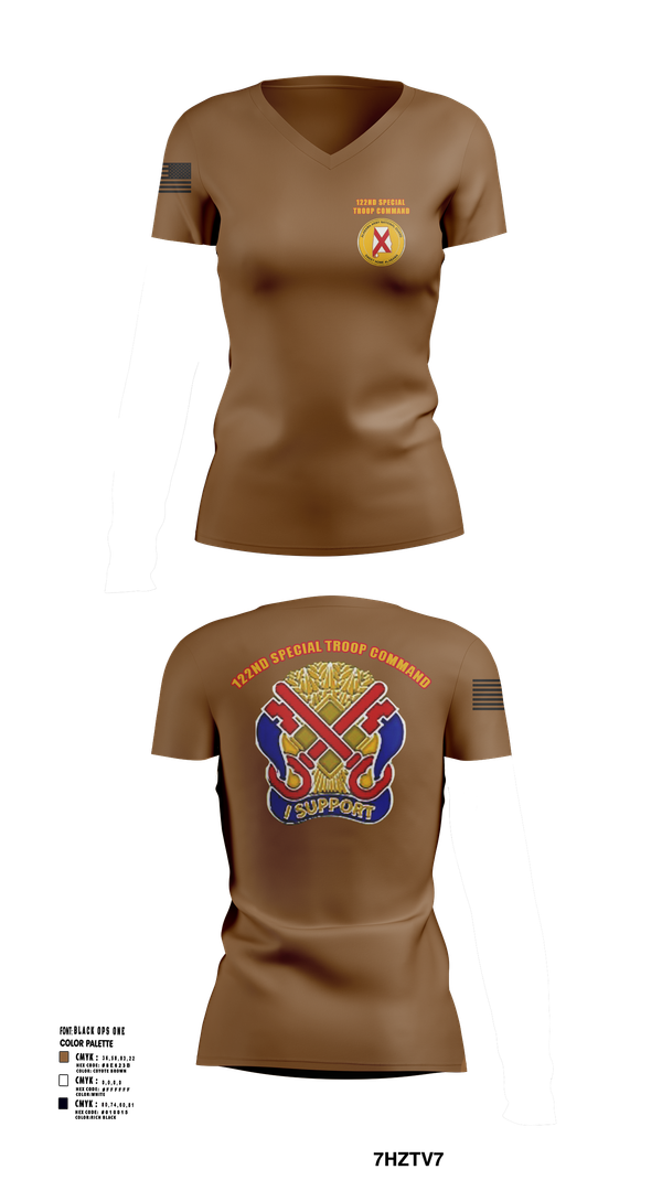 Womens Short Sleeve Vneck Shirt, 122nd Special Troop Command, , Teamtime, Team time, sublimation, custom sports apparel, team uniforms, spirit wear, spiritwear, sports uniforms, custom shirts, team store, custom team store, fundraiser sports, apparel fundraiser