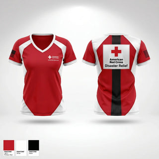 Womens Short Sleeve Vneck Shirt, Disaster Action Team, Fire Department, Teamtime, Team time, sublimation, custom sports apparel, team uniforms, spirit wear, spiritwear, sports uniforms, custom shirts, team store, custom team store, fundraiser sports, apparel fundraiser