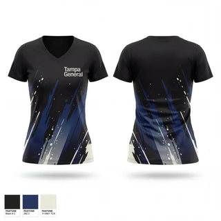 Womens Short Sleeve Vneck Shirt, Tampa General, Police, Teamtime, Team time, sublimation, custom sports apparel, team uniforms, spirit wear, spiritwear, sports uniforms, custom shirts, team store, custom team store, fundraiser sports, apparel fundraiser