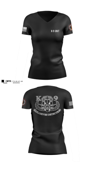Womens Short Sleeve Vneck Shirt, K-9 Unit, Police, Teamtime, Team time, sublimation, custom sports apparel, team uniforms, spirit wear, spiritwear, sports uniforms, custom shirts, team store, custom team store, fundraiser sports, apparel fundraiser