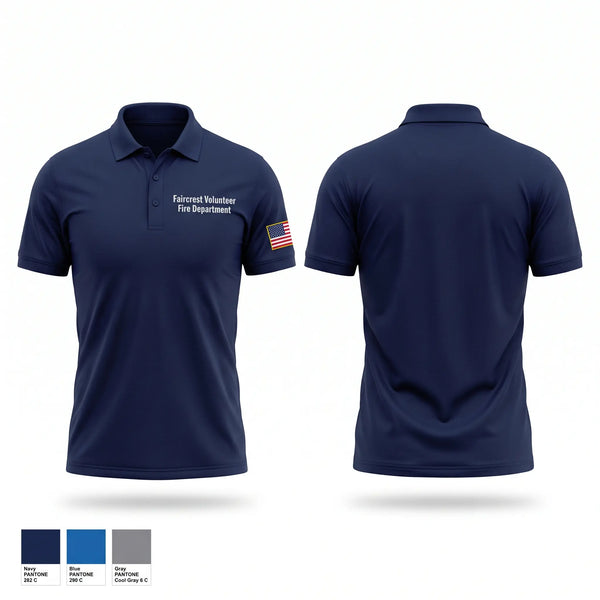 Short Sleeve Performance Polo, Faircrest Volunteer Fire Department, Fire Department, Teamtime, Team time, sublimation, custom sports apparel, team uniforms, spirit wear, spiritwear, sports uniforms, custom shirts, team store, custom team store, fundraiser sports, apparel fundraiser