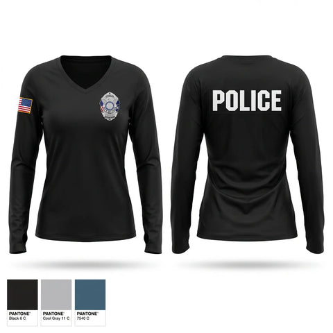 Womens Long Sleeve Vneck Shirt, York police, Police, Teamtime, Team time, sublimation, custom sports apparel, team uniforms, spirit wear, spiritwear, sports uniforms, custom shirts, team store, custom team store, fundraiser sports, apparel fundraiser