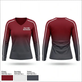 Womens Long Sleeve Vneck Shirt, Fort Hill Sentinels, Men's Basketball, Teamtime, Team time, sublimation, custom sports apparel, team uniforms, spirit wear, spiritwear, sports uniforms, custom shirts, team store, custom team store, fundraiser sports, apparel fundraiser