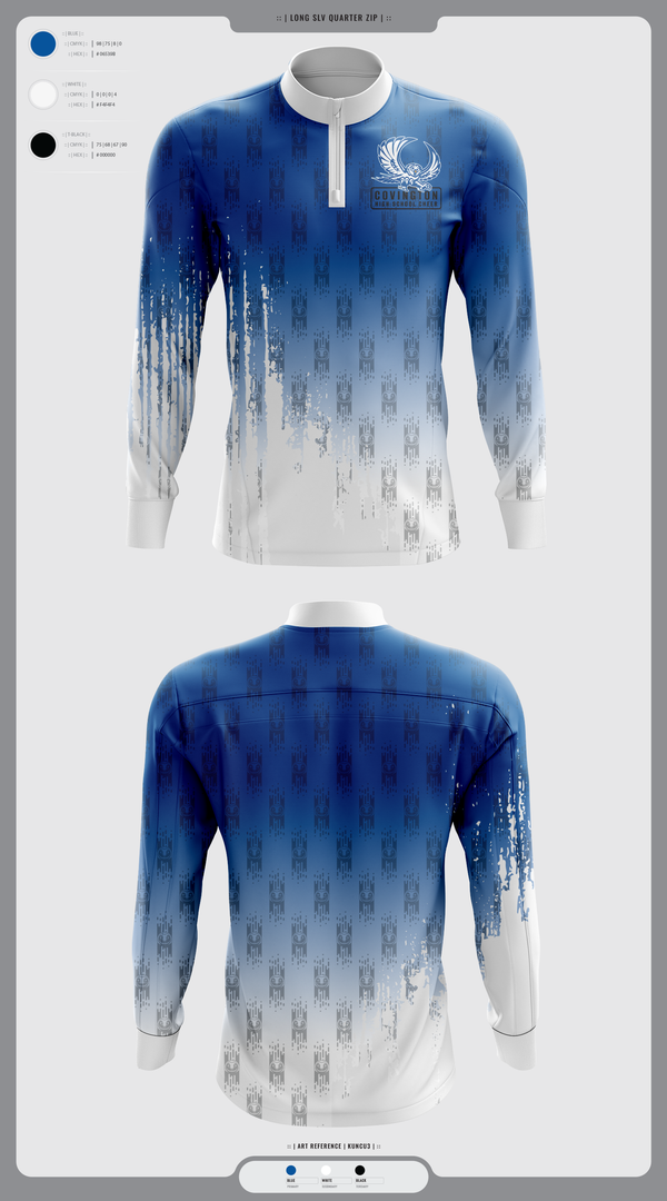Quarter Zip Jacket, Covington High School Cheer, Cheer, Teamtime, Team time, sublimation, custom sports apparel, team uniforms, spirit wear, spiritwear, sports uniforms, custom shirts, team store, custom team store, fundraiser sports, apparel fundraiser