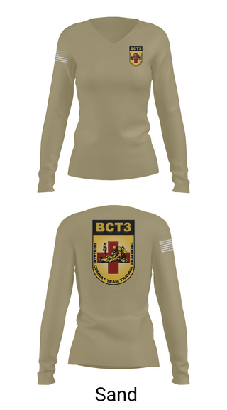 Womens Long Sleeve Vneck Shirt, BCT3, Army, Teamtime, Team time, sublimation, custom sports apparel, team uniforms, spirit wear, spiritwear, sports uniforms, custom shirts, team store, custom team store, fundraiser sports, apparel fundraiser