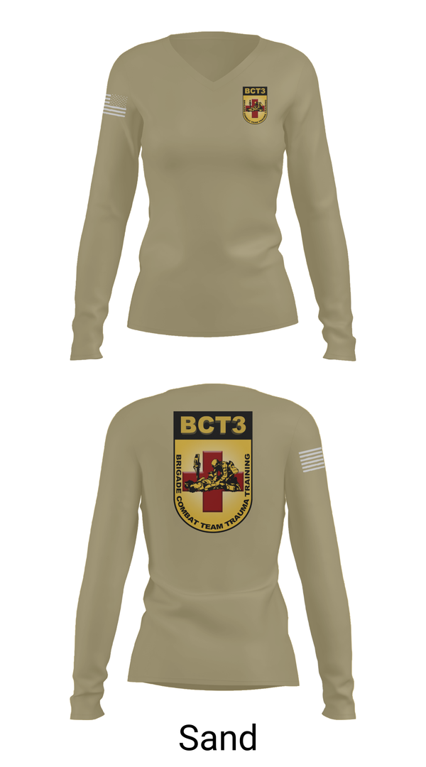 Womens Long Sleeve Vneck Shirt, BCT3, Army, Teamtime, Team time, sublimation, custom sports apparel, team uniforms, spirit wear, spiritwear, sports uniforms, custom shirts, team store, custom team store, fundraiser sports, apparel fundraiser