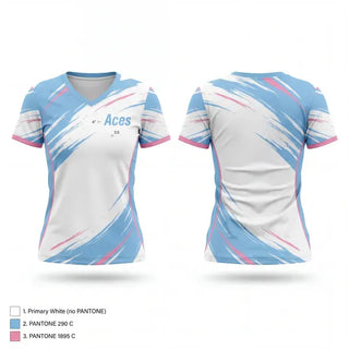 Womens Short Sleeve Vneck Shirt, Aces, Baseball, Teamtime, Team time, sublimation, custom sports apparel, team uniforms, spirit wear, spiritwear, sports uniforms, custom shirts, team store, custom team store, fundraiser sports, apparel fundraiser