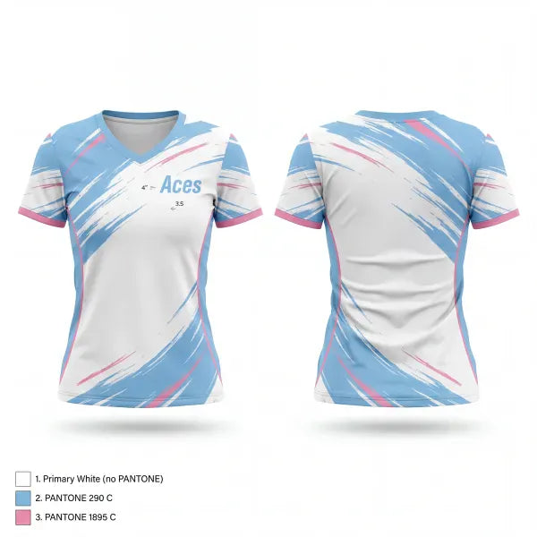 Womens Short Sleeve Vneck Shirt, Aces, Baseball, Teamtime, Team time, sublimation, custom sports apparel, team uniforms, spirit wear, spiritwear, sports uniforms, custom shirts, team store, custom team store, fundraiser sports, apparel fundraiser
