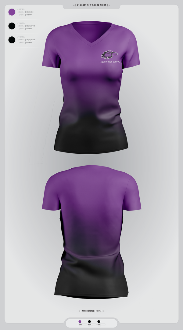 Womens Short Sleeve Vneck Shirt, Sequoia High School, , Teamtime, Team time, sublimation, custom sports apparel, team uniforms, spirit wear, spiritwear, sports uniforms, custom shirts, team store, custom team store, fundraiser sports, apparel fundraiser