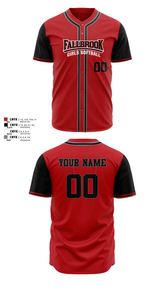 Full Button Baseball Jersey, Fallbrook girls softball, Softball, Teamtime, Team time, sublimation, custom sports apparel, team uniforms, spirit wear, spiritwear, sports uniforms, custom shirts, team store, custom team store, fundraiser sports, apparel fundraiser
