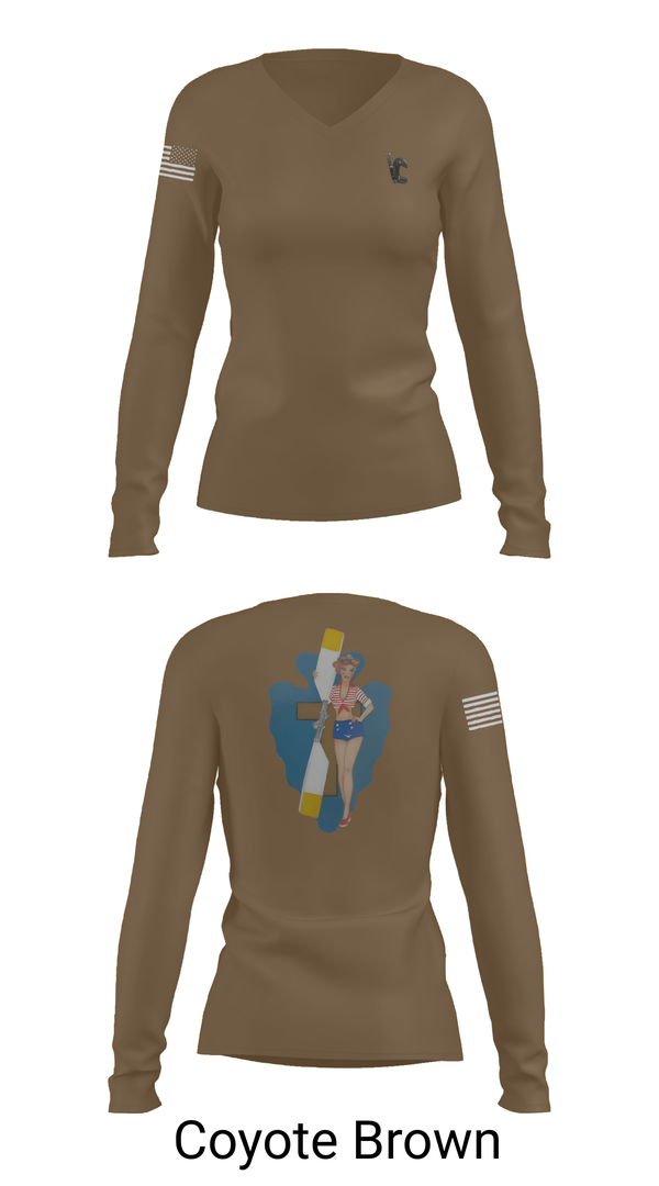Womens Long Sleeve Vneck Shirt, B Co 1/114th Maintenance, Army, Teamtime, Team time, sublimation, custom sports apparel, team uniforms, spirit wear, spiritwear, sports uniforms, custom shirts, team store, custom team store, fundraiser sports, apparel fundraiser