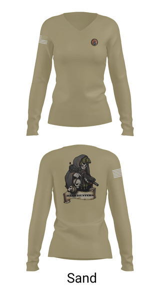 Womens Long Sleeve Vneck Shirt, HHC 2-135th AVN REG, , Teamtime, Team time, sublimation, custom sports apparel, team uniforms, spirit wear, spiritwear, sports uniforms, custom shirts, team store, custom team store, fundraiser sports, apparel fundraiser