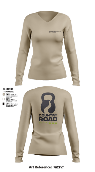 Womens Long Sleeve Vneck Shirt, Country Road Fitness, , Teamtime, Team time, sublimation, custom sports apparel, team uniforms, spirit wear, spiritwear, sports uniforms, custom shirts, team store, custom team store, fundraiser sports, apparel fundraiser