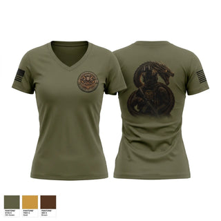 Womens Short Sleeve Vneck Shirt, HHC 136th ESB, National Guard, Teamtime, Team time, sublimation, custom sports apparel, team uniforms, spirit wear, spiritwear, sports uniforms, custom shirts, team store, custom team store, fundraiser sports, apparel fundraiser