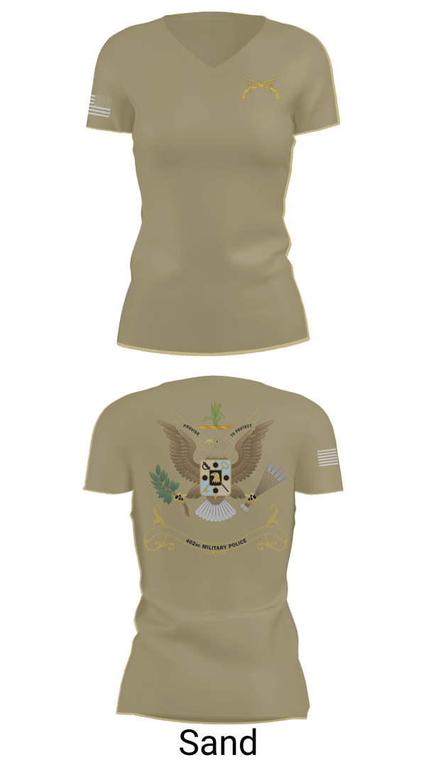 Womens Short Sleeve Vneck Shirt, 402nd Military Police Battalion, , Teamtime, Team time, sublimation, custom sports apparel, team uniforms, spirit wear, spiritwear, sports uniforms, custom shirts, team store, custom team store, fundraiser sports, apparel fundraiser