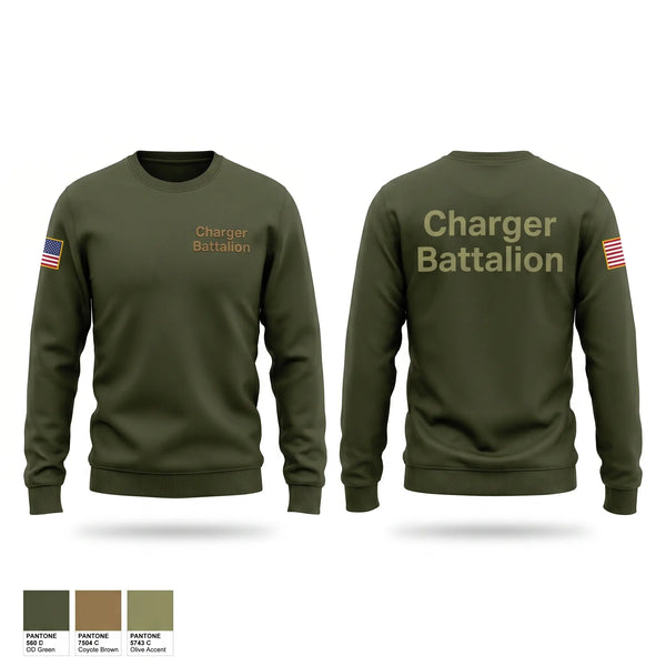 Crew Neck Sweatshirt, Charger Battalion, Army, Teamtime, Team time, sublimation, custom sports apparel, team uniforms, spirit wear, spiritwear, sports uniforms, custom shirts, team store, custom team store, fundraiser sports, apparel fundraiser
