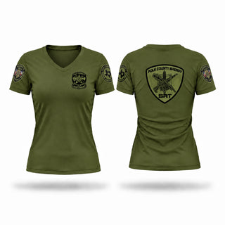 Womens Short Sleeve Vneck Shirt, Polk County Narcotics, Police, Teamtime, Team time, sublimation, custom sports apparel, team uniforms, spirit wear, spiritwear, sports uniforms, custom shirts, team store, custom team store, fundraiser sports, apparel fundraiser