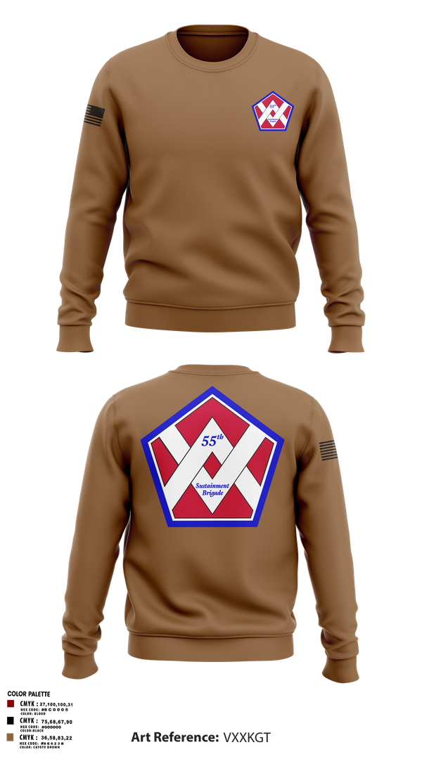 Crew Neck Sweatshirt, 55th Sustainment Brigade, , Teamtime, Team time, sublimation, custom sports apparel, team uniforms, spirit wear, spiritwear, sports uniforms, custom shirts, team store, custom team store, fundraiser sports, apparel fundraiser