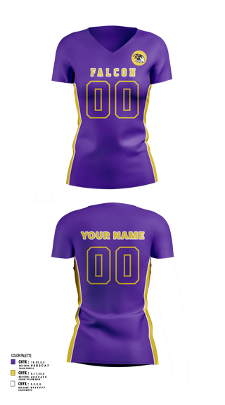 Womens Short Sleeve Vneck Shirt, Falcons Volleyball, Women's Volleyball, Teamtime, Team time, sublimation, custom sports apparel, team uniforms, spirit wear, spiritwear, sports uniforms, custom shirts, team store, custom team store, fundraiser sports, apparel fundraiser