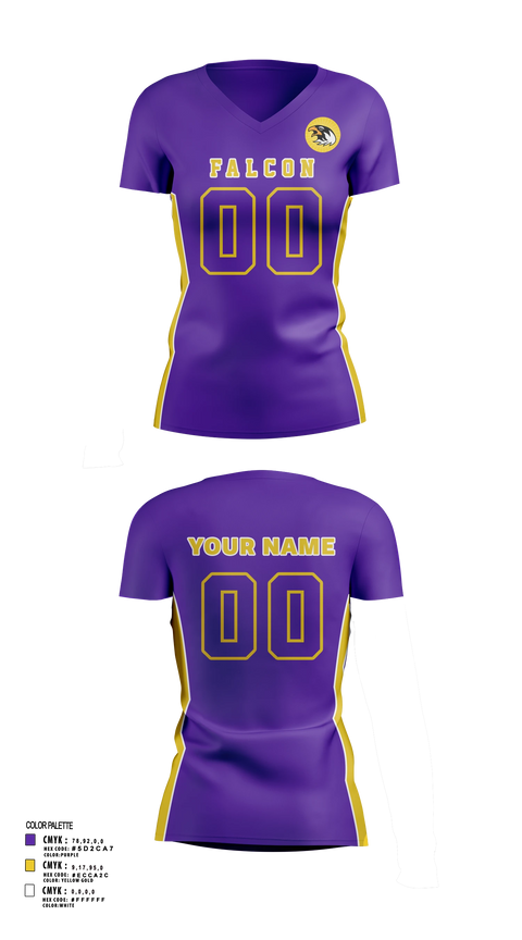 Womens Short Sleeve Vneck Shirt, Falcons Volleyball, Women's Volleyball, Teamtime, Team time, sublimation, custom sports apparel, team uniforms, spirit wear, spiritwear, sports uniforms, custom shirts, team store, custom team store, fundraiser sports, apparel fundraiser