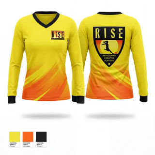 Womens Long Sleeve Vneck Shirt, Rise, Women's Soccer, Teamtime, Team time, sublimation, custom sports apparel, team uniforms, spirit wear, spiritwear, sports uniforms, custom shirts, team store, custom team store, fundraiser sports, apparel fundraiser