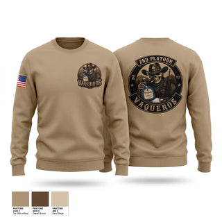 Crew Neck Sweatshirt, 2nd Platoon Vaqueros, Army, Teamtime, Team time, sublimation, custom sports apparel, team uniforms, spirit wear, spiritwear, sports uniforms, custom shirts, team store, custom team store, fundraiser sports, apparel fundraiser