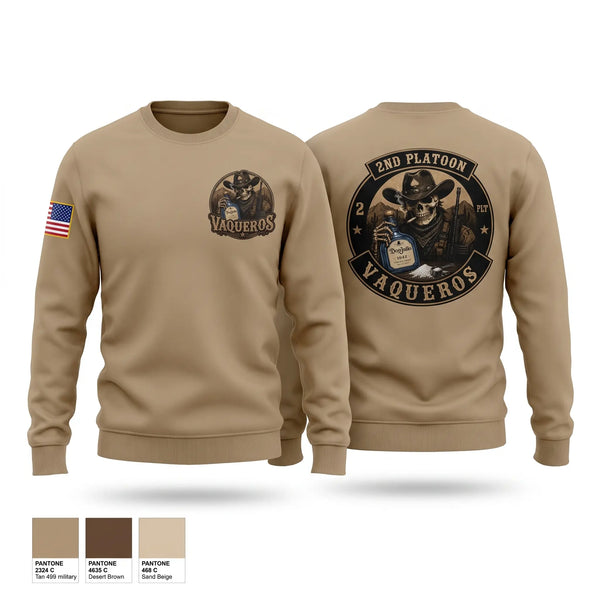 Crew Neck Sweatshirt, 2nd Platoon Vaqueros, Army, Teamtime, Team time, sublimation, custom sports apparel, team uniforms, spirit wear, spiritwear, sports uniforms, custom shirts, team store, custom team store, fundraiser sports, apparel fundraiser