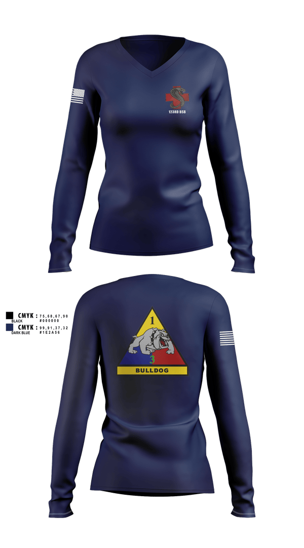 Womens Long Sleeve Vneck Shirt, 123rd BSB, Army, Teamtime, Team time, sublimation, custom sports apparel, team uniforms, spirit wear, spiritwear, sports uniforms, custom shirts, team store, custom team store, fundraiser sports, apparel fundraiser